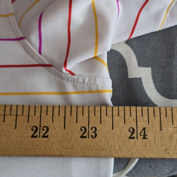 G/FORE Polo Shirt Mens XL White Multicolor Stripe Golf Performance Stretch - Picture 12 of 13